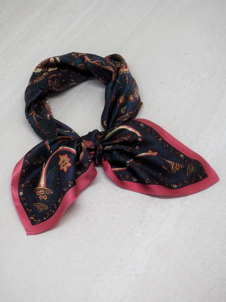 Skjerf 100% silke blå og rosa