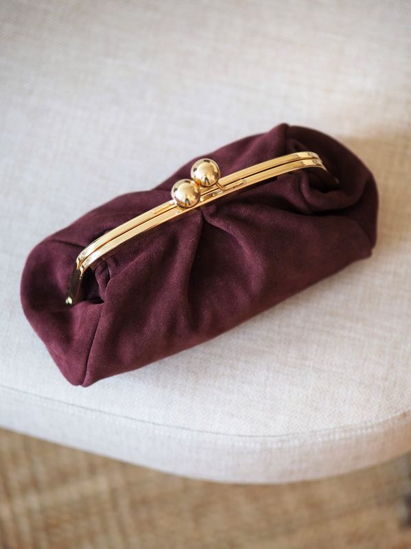 Semsketskinn puch-veske bordeaux 