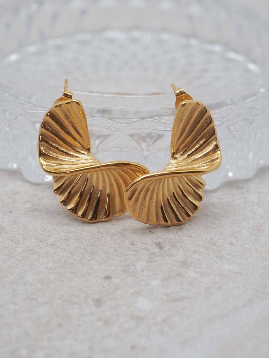 7DAYS øredobber viftespiral gullfarget stål