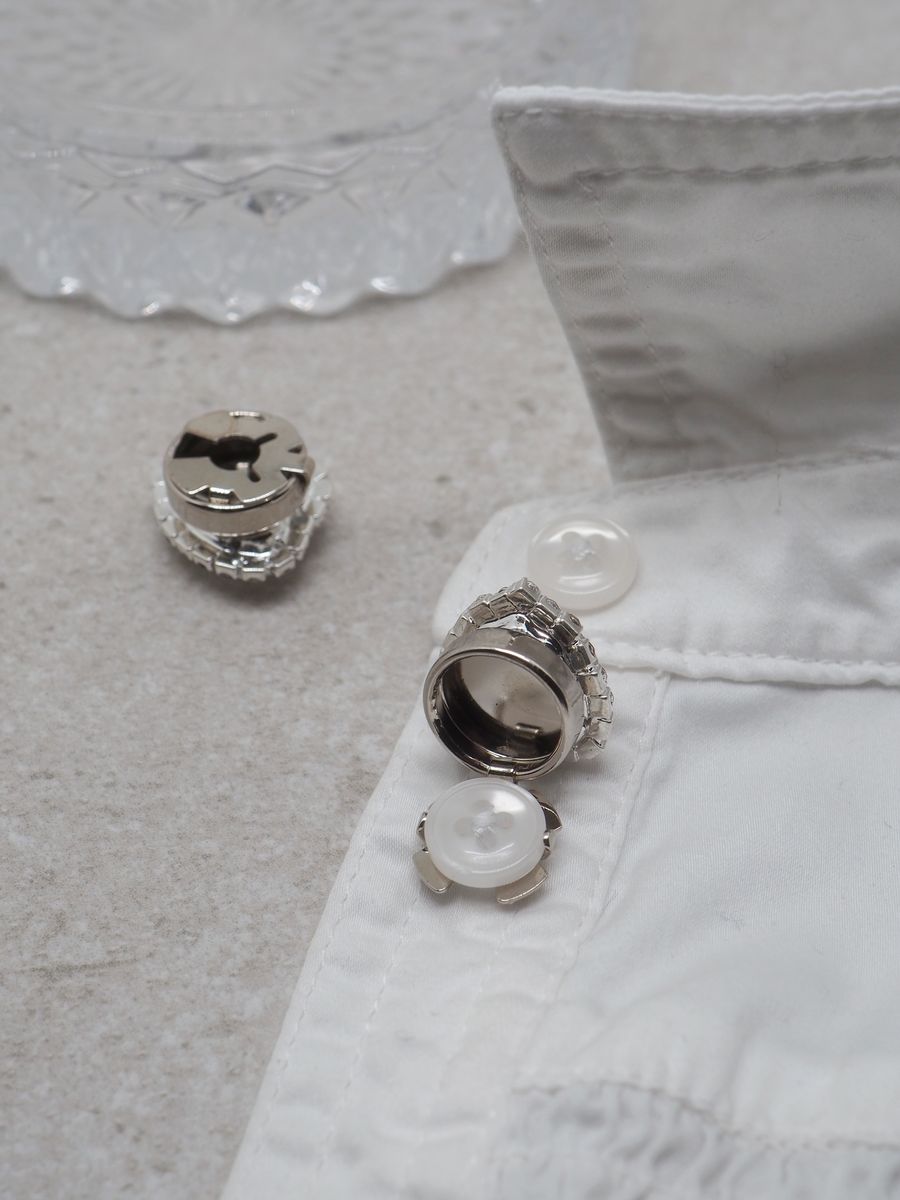 Knappepynt 2stk.hjerte sølv