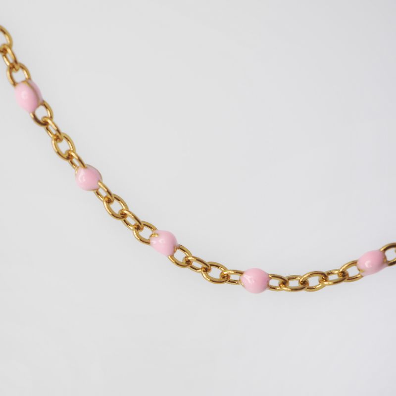 Lenkekjede med perler rosa 