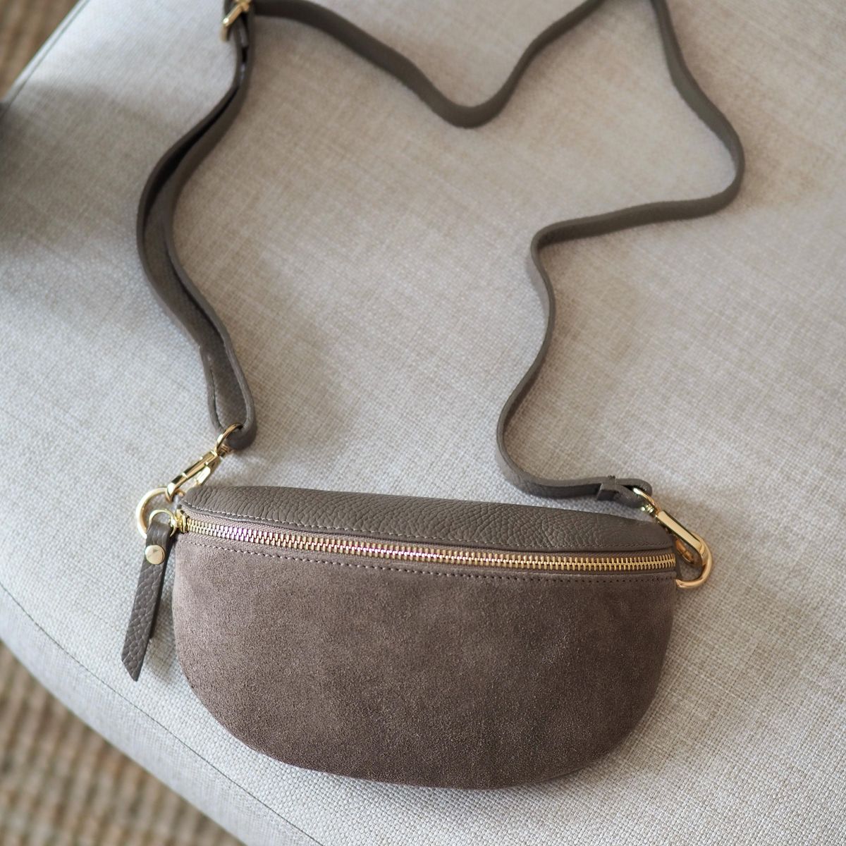 Skinn Bumbag semsket taupe