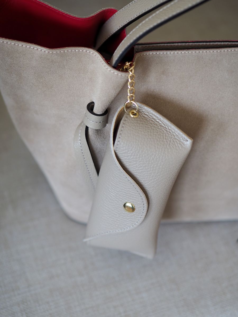 Skinn brilleetui beige