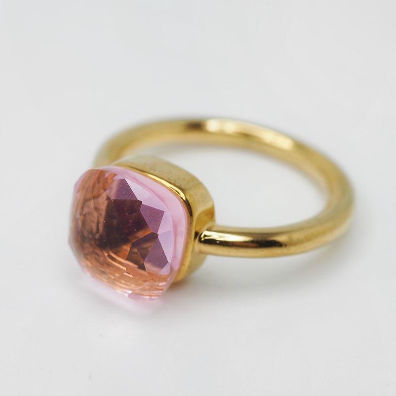 Adele ring rosa transperent glasstein