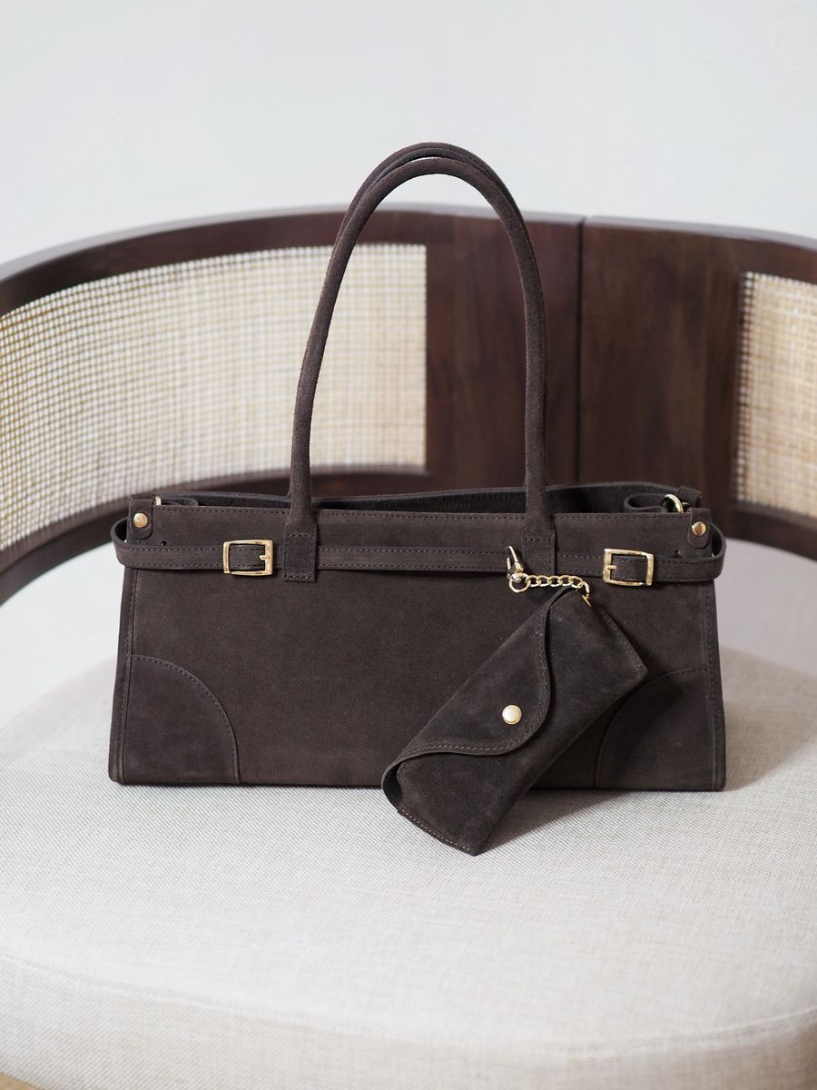 Semsket avlang veske mørkebrun 