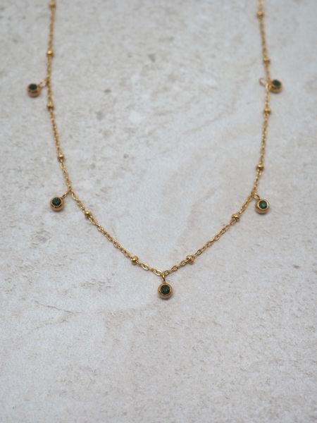 Hovedbilde Gullkjede med grønne Zirkoner