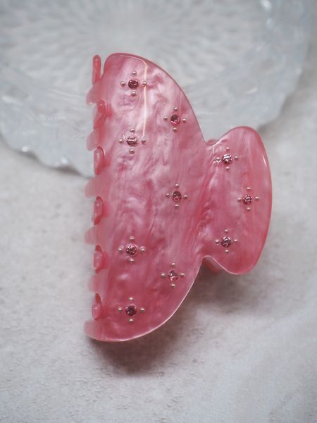 Hovedbilde Hårklype med små perler fuksia