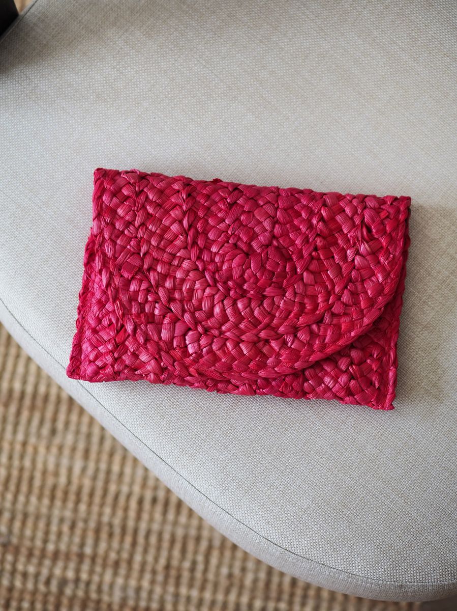 Strå clutch rød