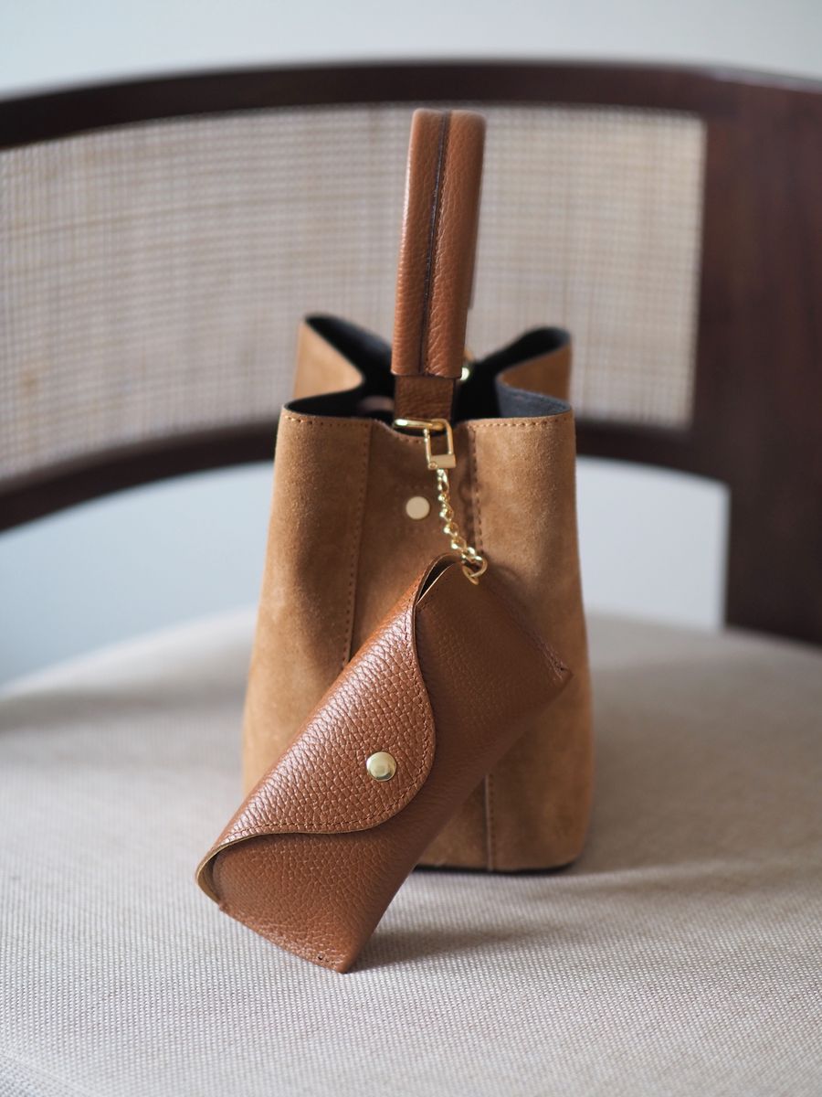 Skinn brilleetui camel