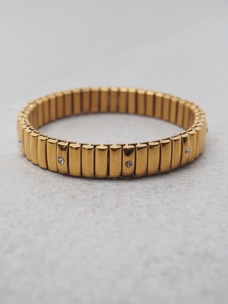 Bilde av Armring med strikk i stål med zirconia steiner ...