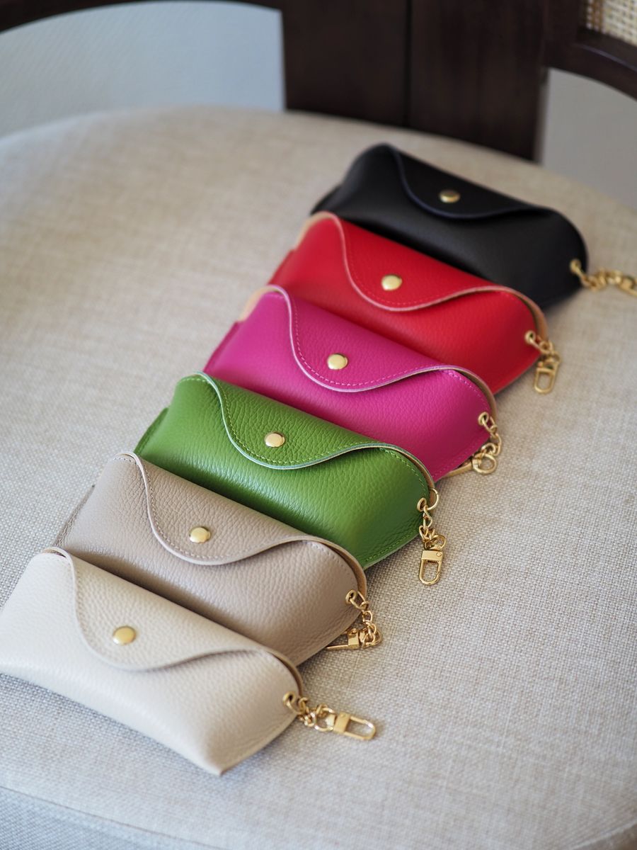 Skinn brilleetui beige