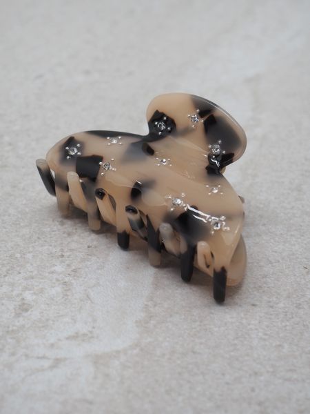 Hovedbilde Hårklype med små perler svart og beige