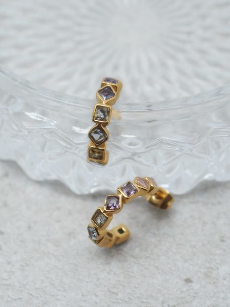 Hovedbilde 7DAYS multifargede hoops i stål gullafarget