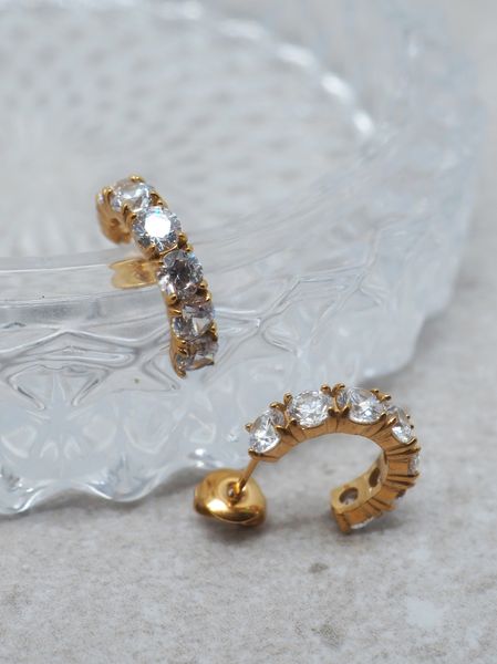 Hovedbilde Hoops blanke zirkoner i stål gullfarget