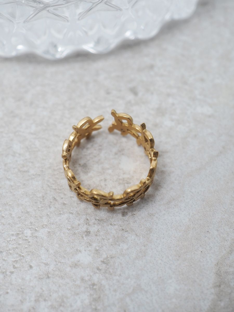 7DAYS ring stål gullfarget