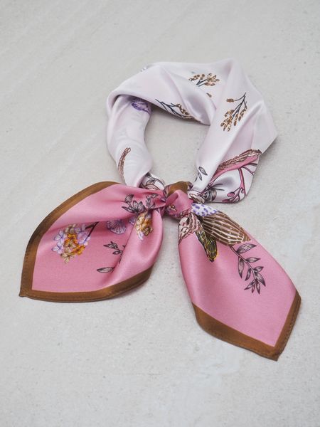 Bilde av Skjerf ekte silke mini  sterk rosa og krem