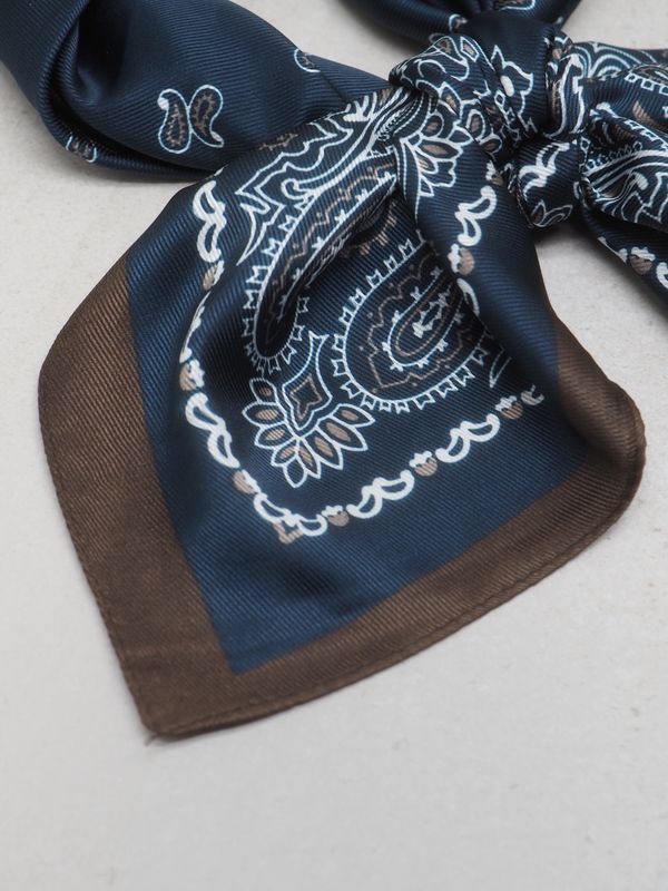Satengskjerf paisley blå og brun