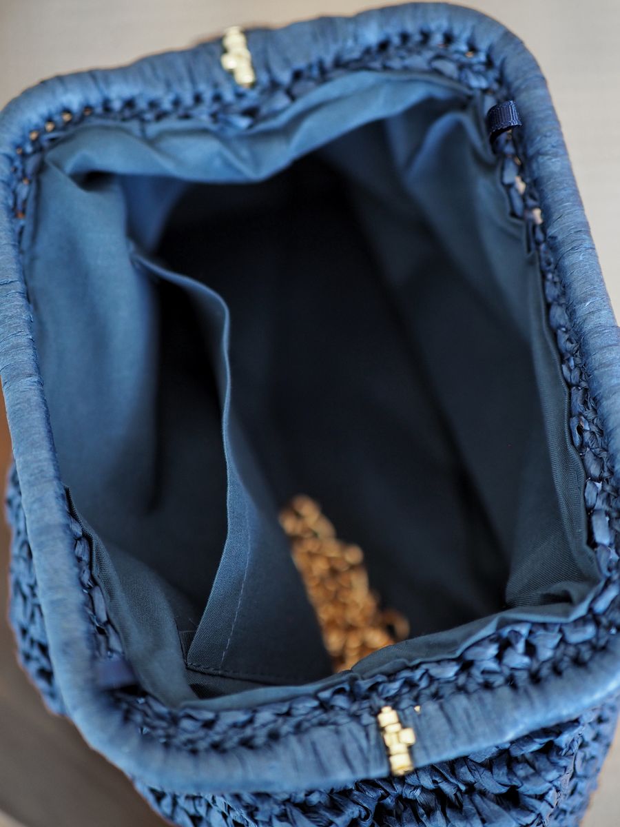 Raffia pouch-veske blå
