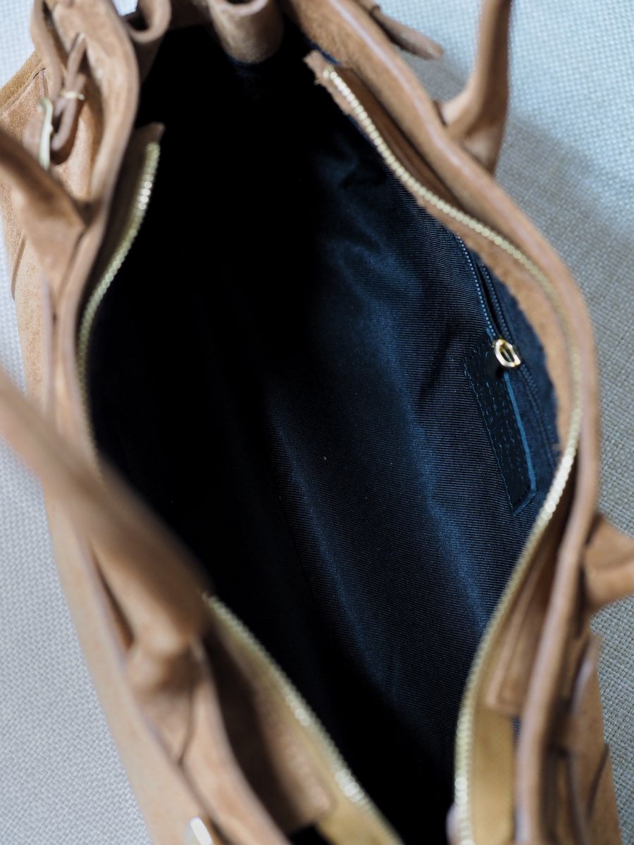 Semsket avlang veske konjakk