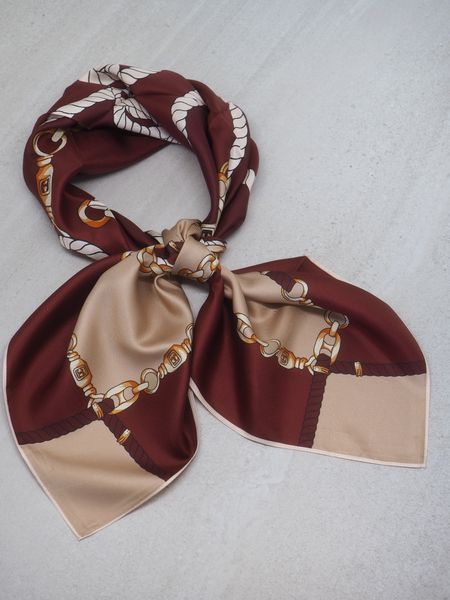 Hovedbilde Silkeskjerf 7DAYS stort bordeaux og beige