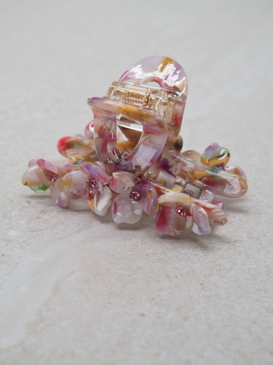 Hårklype med blomster pastellmix