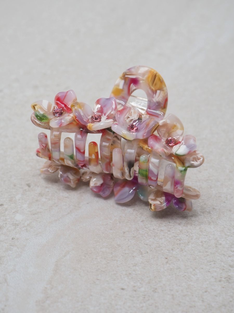 Hårklype med blomster pastellmix