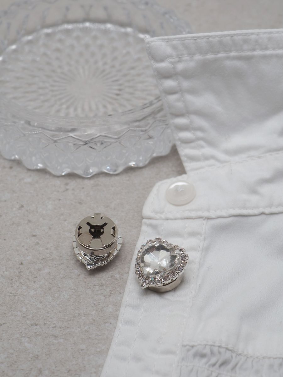 Knappepynt 2stk.hjerte sølv