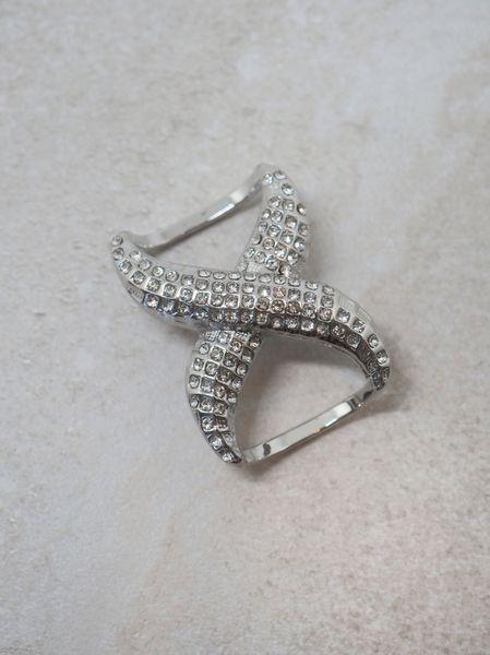 Hovedbilde Stor skjerfnål med glassteiner sølvfarget