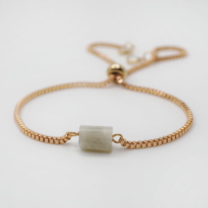 Hovedbilde Armbånd med halv edelstein light jade