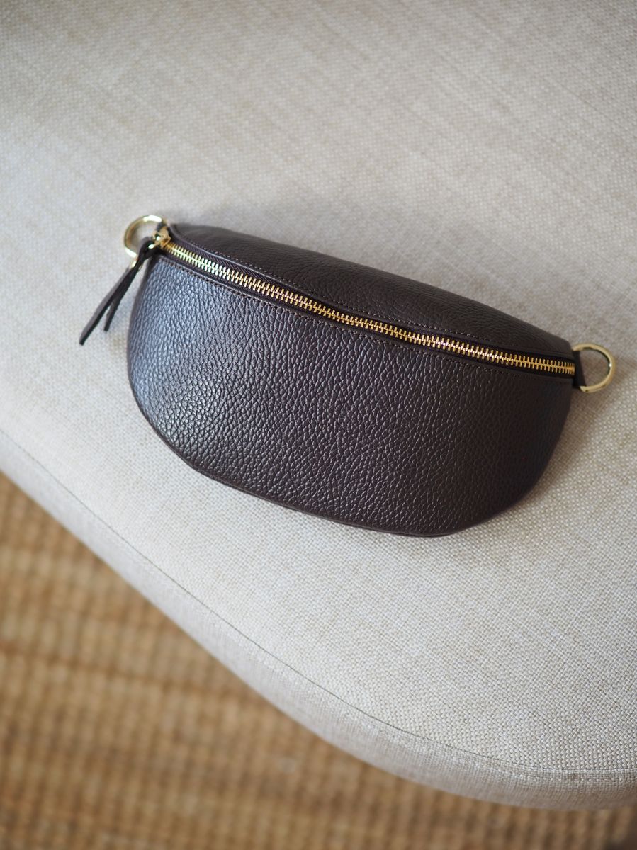 Skinn bumbag mørkebrun
